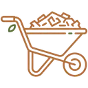 Wheelbarrow filled with mulch