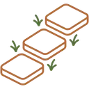 Three square pavers in a diagonal path