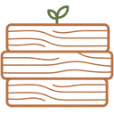 Stacked wooden boards with a sprout on top