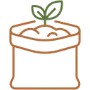 Bag of soil with a sprout growing from it